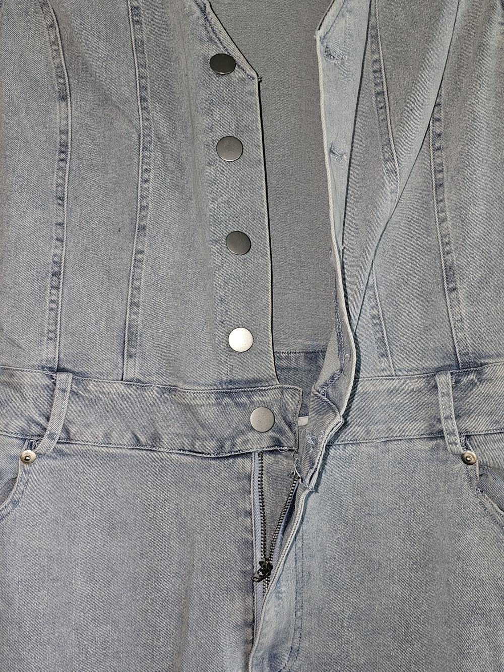 NWOT White Birch Light Blue Sleeveless Denim Overalls Jumpsuit - Picture 4 of 8